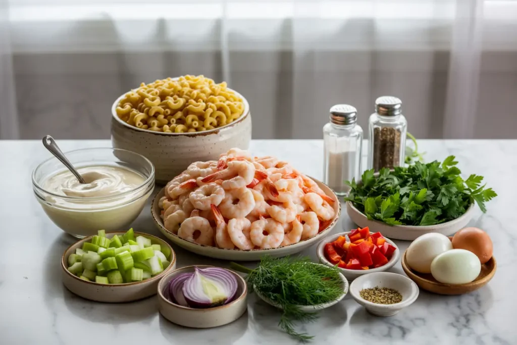 Creamy Shrimp Macaroni Salad ingredients