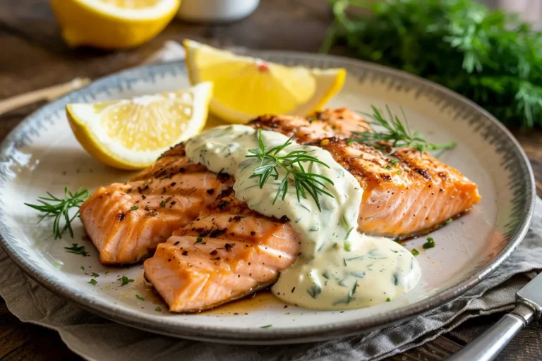 Grilled Salmon with Lemon Dill Sauce
