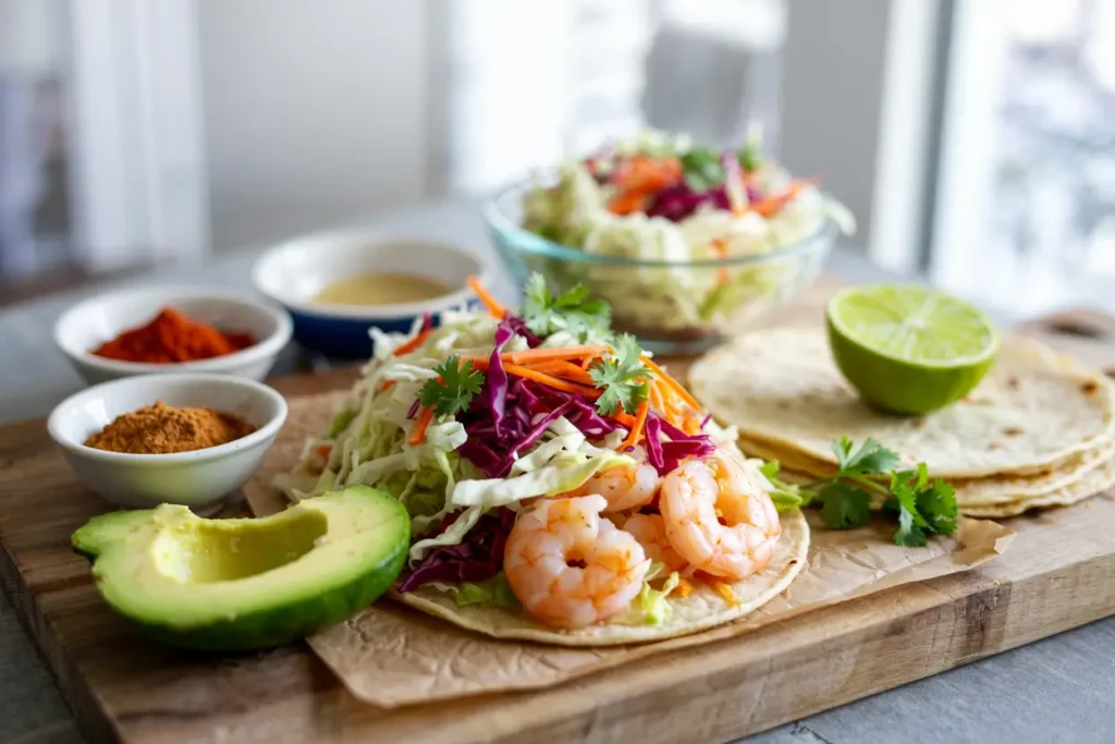Shrimp Tacos with Cabbage Slaw