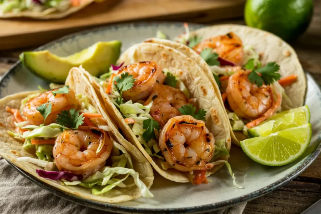 Shrimp Tacos with Cabbage Slaw