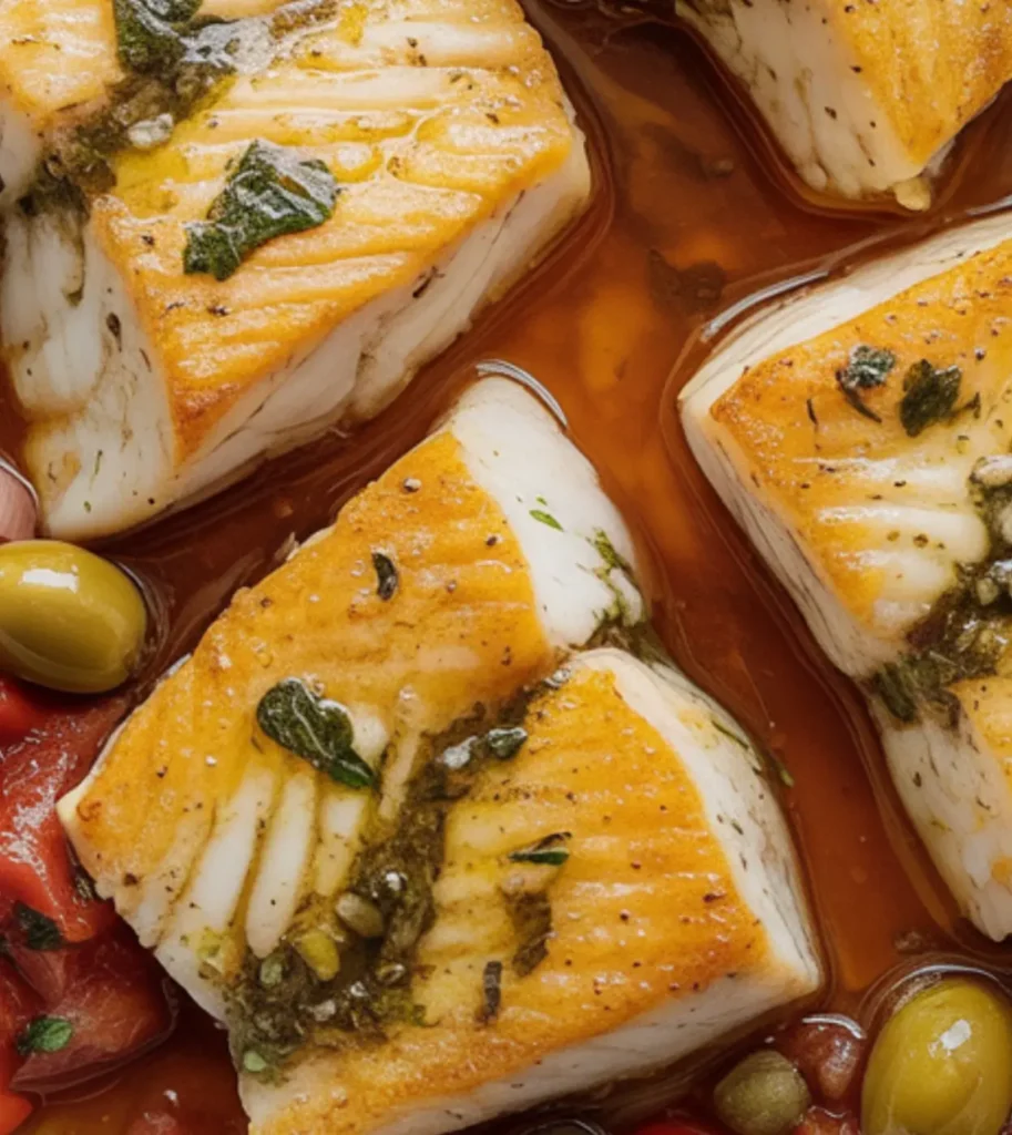 Pan-Seared Mediterranean Cod in Tomato Basil Sauce 
