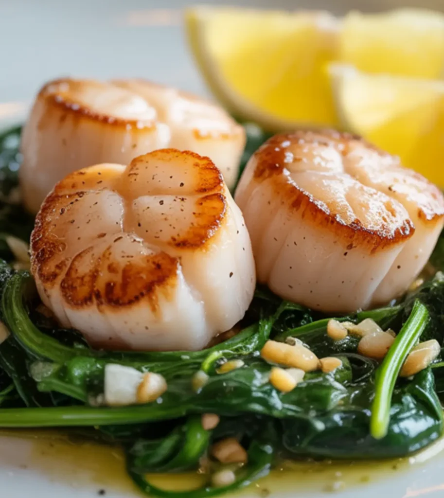Sautéed Scallops with Spinach