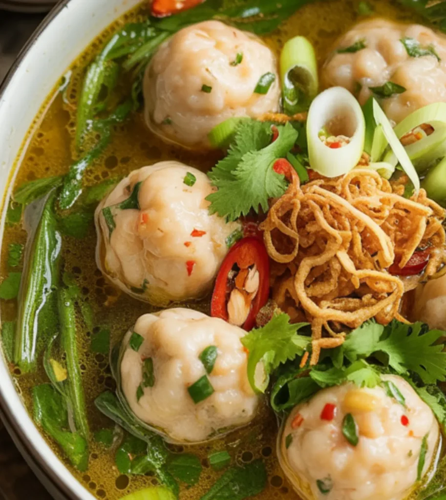 Vietnamese Mustard Green Soup with Shrimp Balls