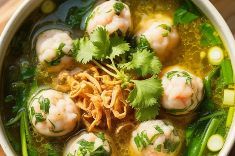 Vietnamese Mustard Green Soup with Shrimp Balls