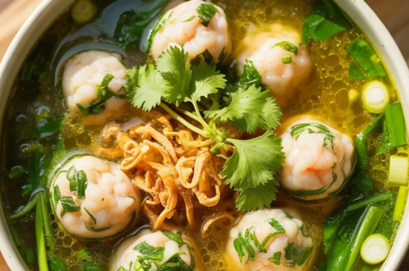 Vietnamese Mustard Green Soup with Shrimp Balls: 5 Easy Steps